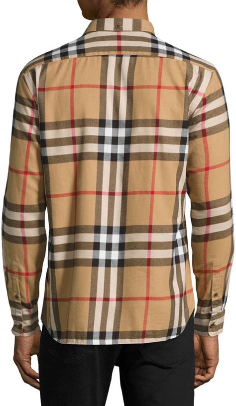 burberry check cotton flannel shirt camel|Check Trim Cotton Blend Hoodie in Camel .